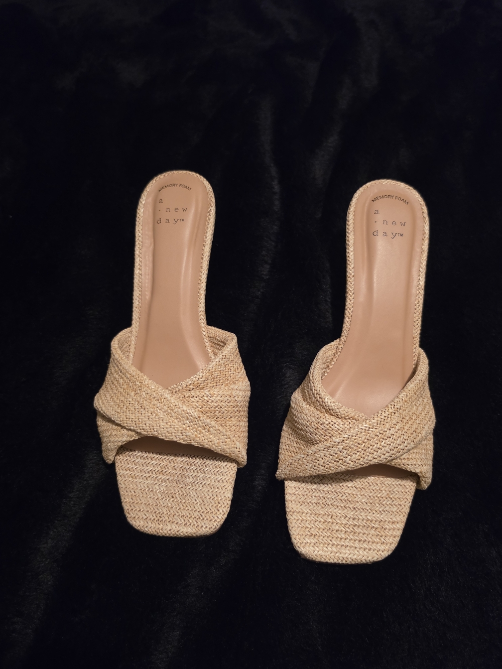 a new day Natural Beige Woven Slide Mules